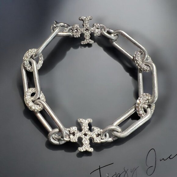 Tory Burch Jewelry - NEW!!  Beautiful Tory Burch Silver and Crystal Pave Roxanne Bracelet